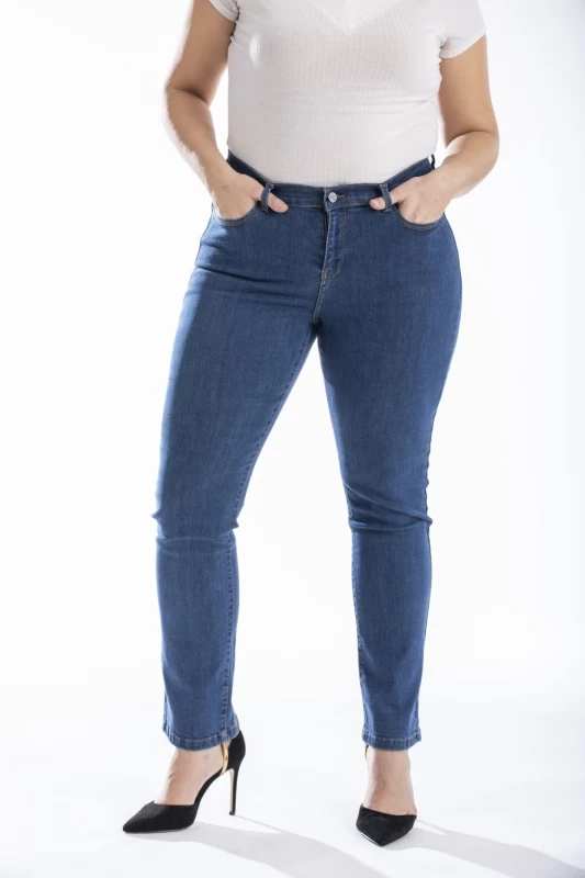 Jeans coupe droite taille haute denim