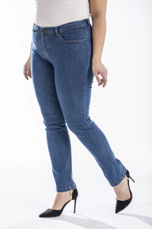 Jeans coupe droite taille haute denim