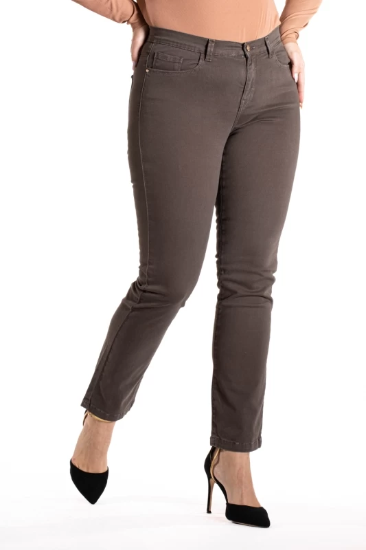 Jeans elasticizzati colorati a vita alta taglio dritto OBR15